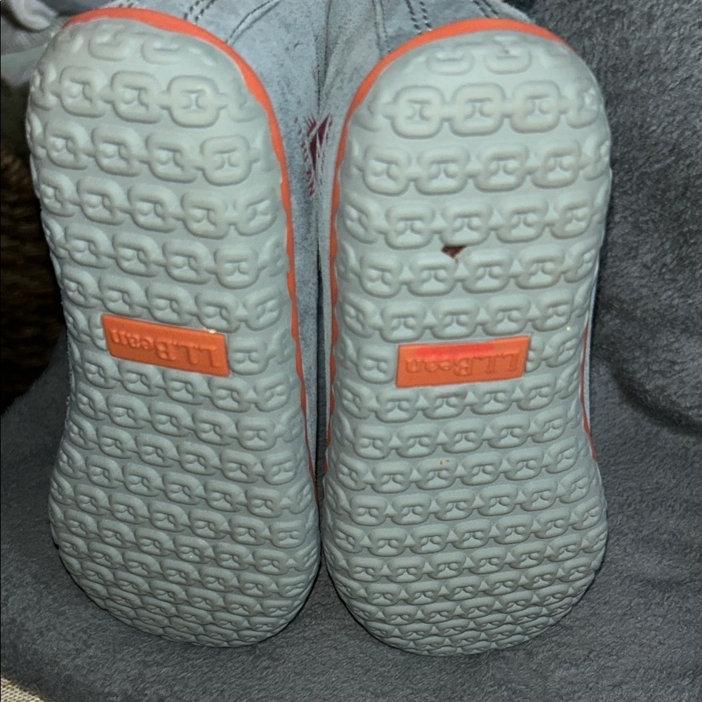 L.L. Bean women’s Blue Suede Boots with Orange Trim - Picture 5 of 7
